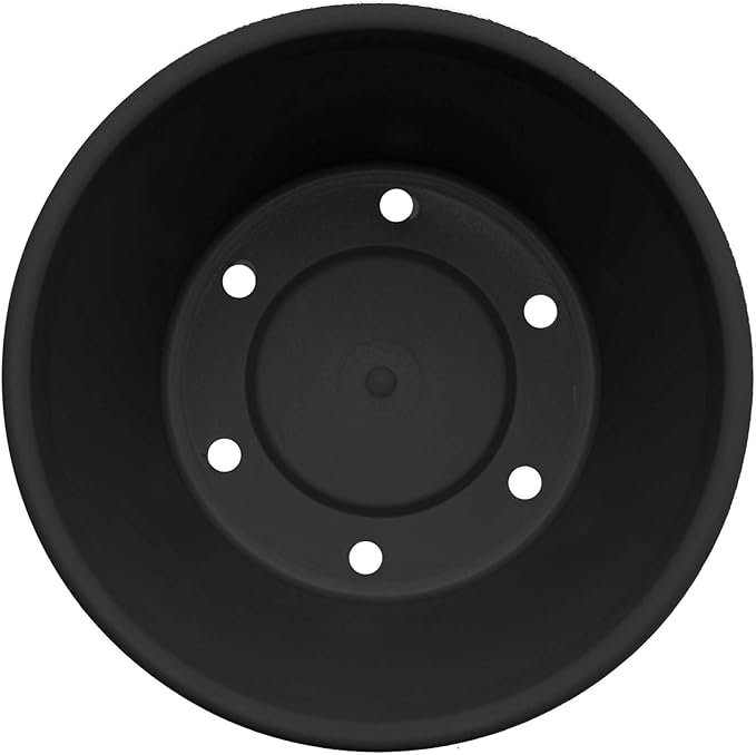 Bloem Terra 12" Diameter Round Black Resin Planter Pot with Drainage Holes for Indoor and Outdoor Gardening