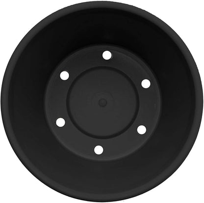 Bloem Terra 12" Diameter Round Black Resin Planter Pot with Drainage Holes for Indoor and Outdoor Gardening