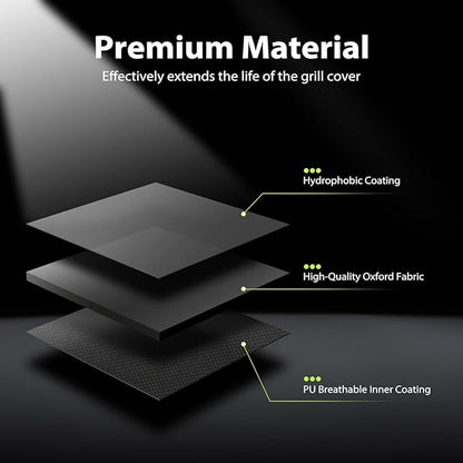 TOPCROWN Grill Cover for Outdoor Grill, Universal Fit 45"-75" BBQ Gas Grill Waterproof Anti-UV Oxford Fabric Windproof Design with Adjustable Straps, Fits Weber/Char-Broil/Nexgrill and More (75")