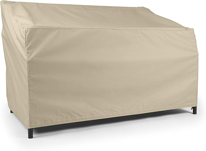 Covermates Elite Outdoor Patio Sofa Cover – Water-Resistant 300D Polyester, Double-Stitched Seams, Elastic Hem, Auto-Locking Drawcord & Mesh Vent for Moderate Weather, 108W x 38D x 38H, Khaki
