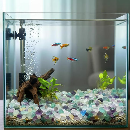 Decorative Crystal Pebbles, 2 Lbs/920g (Fill 1.8 Cups) Natural Quartz Stones Aquarium Gravel Sea Glass Rock Sand for Vase Fillers/Fish Turtle Tank/Succulent Plants Decoration