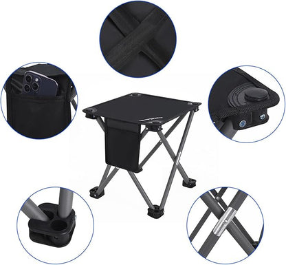 Roptat Camping Stool,Portable Folding Compact Lightweight Stool Seat for Camping Fishing Hiking Gardening Outdoor Walking Backpacking Travelling and Beach with Carry Bag (Black)