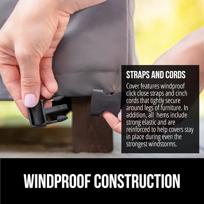 GORILLA GRIP Waterproof Medium Outdoor Patio Chair Cover, 30 Inch, Adjustable Furniture Covers Sets for Winter, Keep Cushions Dry, Protects from Sun, Snow, Rain, Windproof, UV Coated, 1 Pack