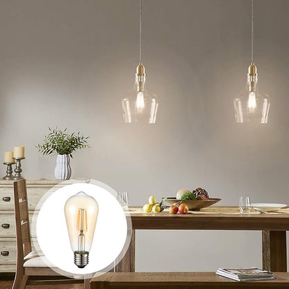 HESSION Vintage LED Edison Bulbs 4W ST58,Equivalent 60W,Dimmable,4 Pack E26 Base 400Lumens, 2700K Warm White, Antique LED Filament Bulb,85+ CRI, Edison Light Bulbs Amber Glass for Home, Bedroom