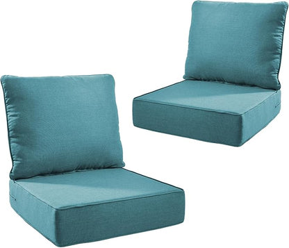 Outdoor Cushion Set for Furniture Patio Furniture, UV Resistant, Water Resistant - 6 Inch Thick Foam Garden Cushions– 22x24 Inch Patio Seat Covers for Chair/Sofa/Couch | Peacock Green | 2-Pack |