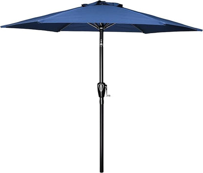 Simple Deluxe 7.5ft Patio Umbrella Outdoor Table Market Yard Umbrella with Push Button Tilt/Crank, 6 Sturdy Ribs for Garden, Deck, Backyard, Pool, Blue