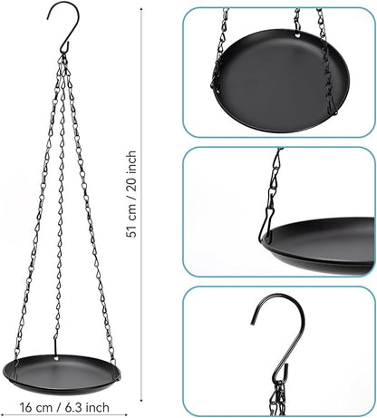 Heavy Duty Metal Hanging Planters for Indoor Plants - Black Plant Hanger with Sturdy Tray & Chains, Modern Boho Wall/Ceiling/Window Mounted Plant Basket (3/S, Three Chains Three Little Trays)