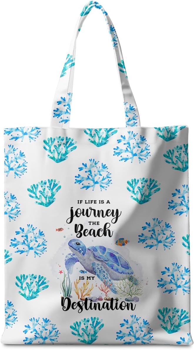 Animal Plant Tote Bag SeaTurtle Butterfly Cat Elephant Gifts Lemon Vegetable Themed Gifts Beach Bag for Camping