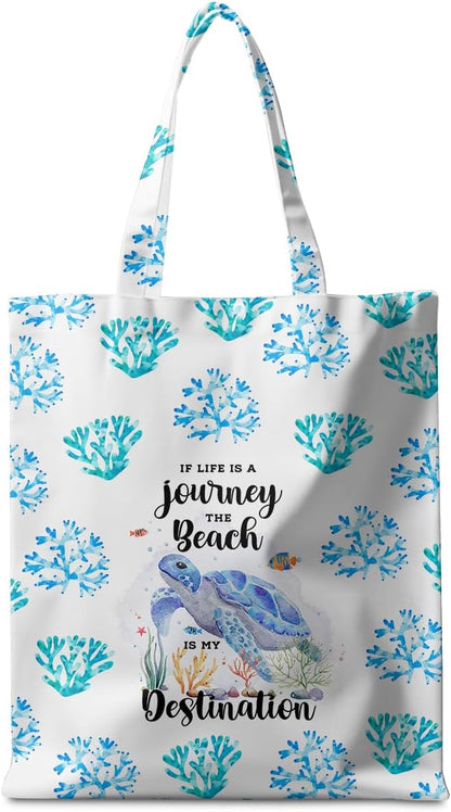 Animal Plant Tote Bag SeaTurtle Butterfly Cat Elephant Gifts Lemon Vegetable Themed Gifts Beach Bag for Camping