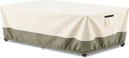 60 Inch Rectangular/Oval Patio Table Cover,Heavy Duty Waterproof Outdoor Dining Table Cover, Patio Furniture Covers, Beige