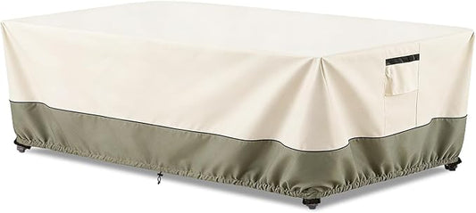 60 Inch Rectangular/Oval Patio Table Cover,Heavy Duty Waterproof Outdoor Dining Table Cover, Patio Furniture Covers, Beige
