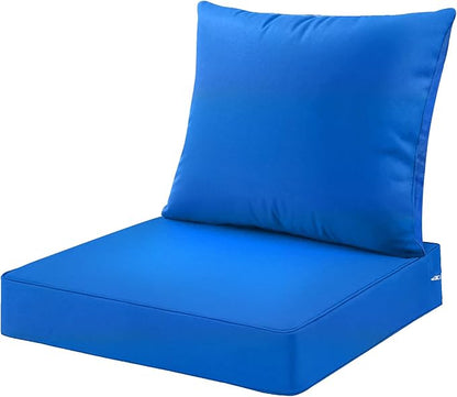 ARTPLAN Outdoor Deep Seating Cushions with Backrest Set, All-Weather Waterproof Patio Sofa Cushions for Sectionals, High-Resilience Foam Garden Furniture Cushion Cover,Navy Blue