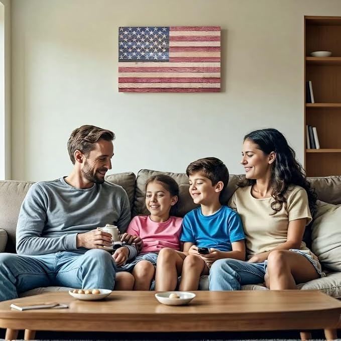 Berlun American Flag Wall Decor - Vintage Patriotic Canvas Wall Art for Home, Office, or Outdoor - USA Flag Wall Hanging for Independence Day, 4th of July, Memorial Day -Merry Christmas Gifts-AL-11 ﻿ ﻿