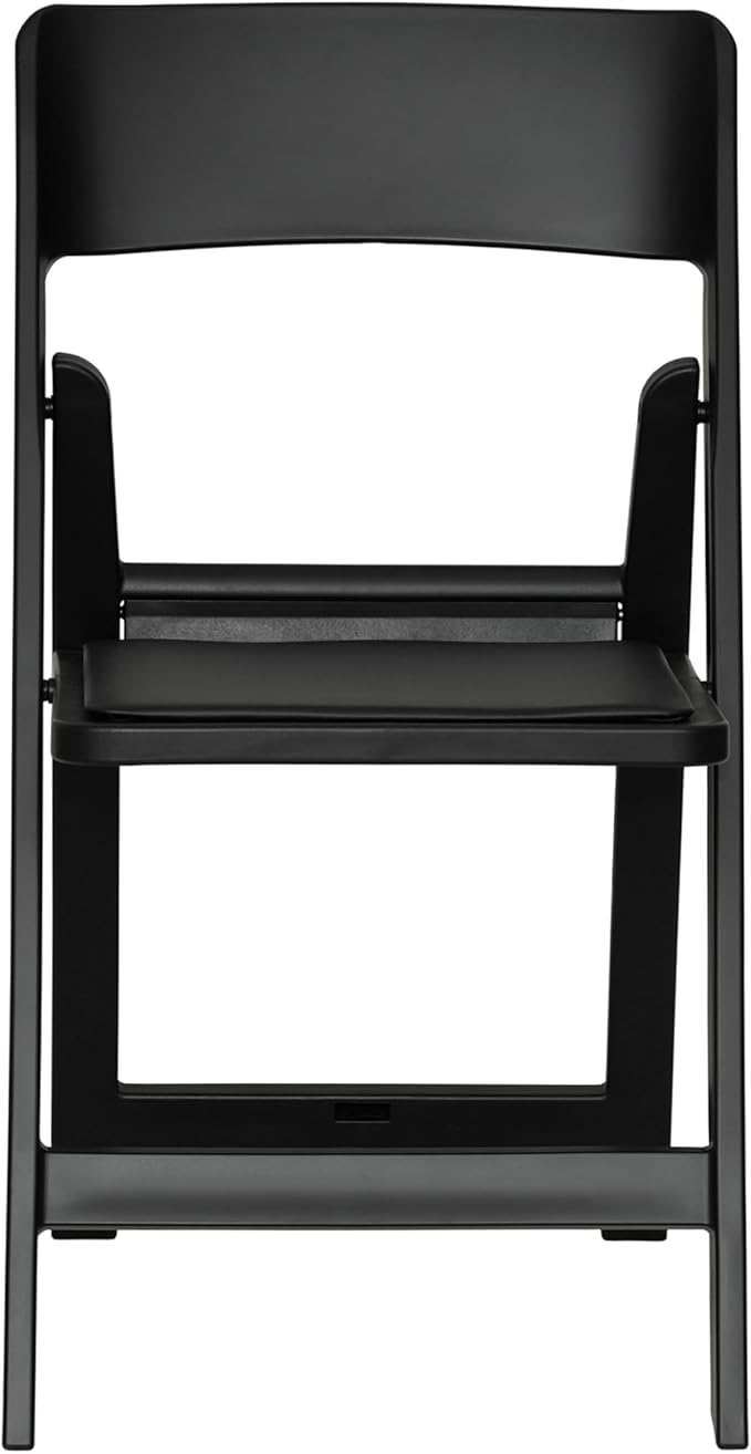 Flash Furniture Hercules Tucker Commercial Black Resin Folding Chair - Lightweight, Vinyl Padded Removable Seat, Indoor Outdoor Use, Event & Wedding Ready, Set of 4