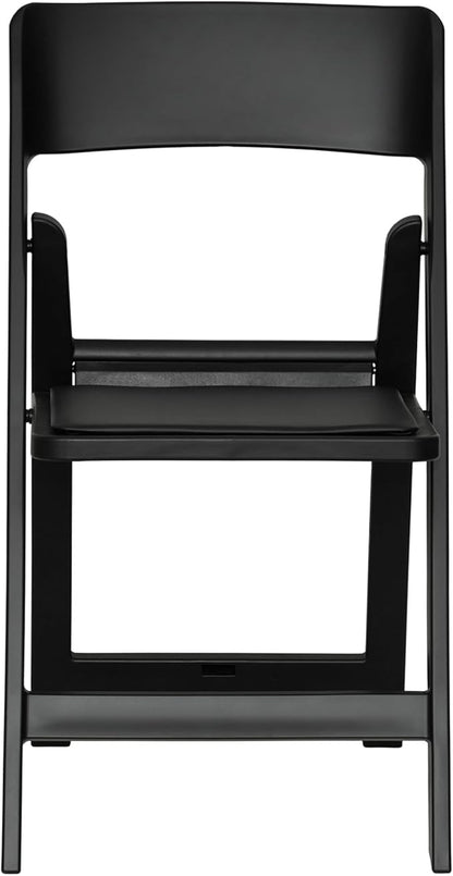 Flash Furniture Hercules Tucker Commercial Black Resin Folding Chair - Lightweight, Vinyl Padded Removable Seat, Indoor Outdoor Use, Event & Wedding Ready, Set of 2