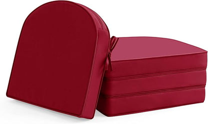 Outdoor Chair Cushions Set of 4: Waterproof & Fade Resistant Patio Furniture Cushions - 19 x 19 x 2 Inch Non Slip Round Corner Seat Cushion Pads with Removable Cover for Garden Yard Lawn, Burgundy