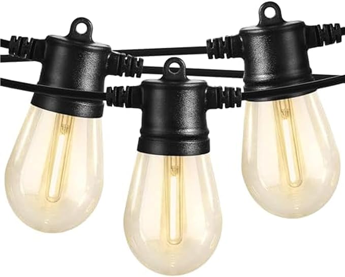SUNTHIN Outdoor String Lights, 48FT Patio Lights with 16 LED Shatterproof Bulbs for Outside, Backyard, Deck, Porch, Garden, Bistro, Cafe, Party