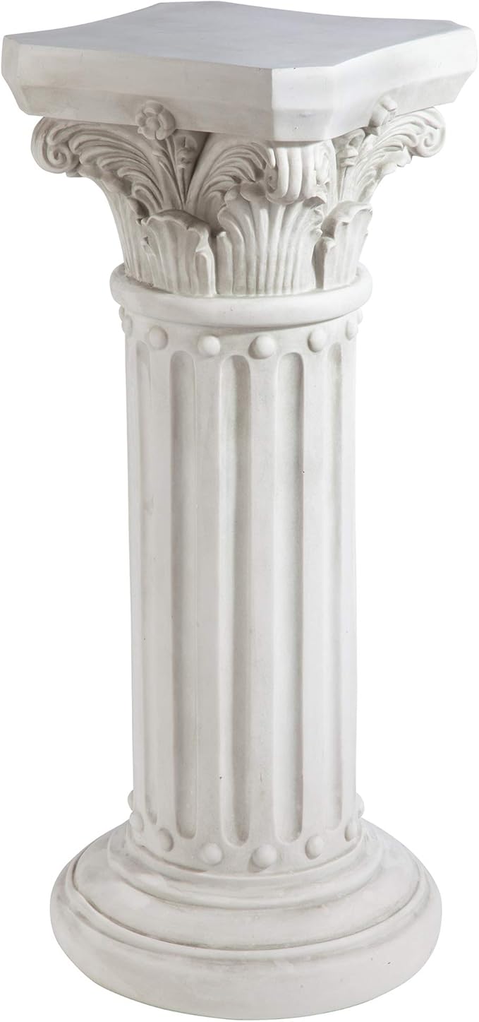 Design Toscano Athena Corinthian Furniture Pedestal Column Plant Stand, 16 Inches Wide, 16 Inches Deep, 33 Inches High, Handcast Polyresin, Antique Stone Finish