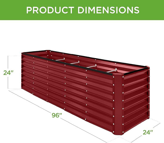 Best Choice Products 8x2x2ft Raised Outdoor Metal Garden Bed, Rectangular Planter Box for Herbs, Flowers, and Deep Root Vegetables w/ 240 Gallon Capacity - Royal Red