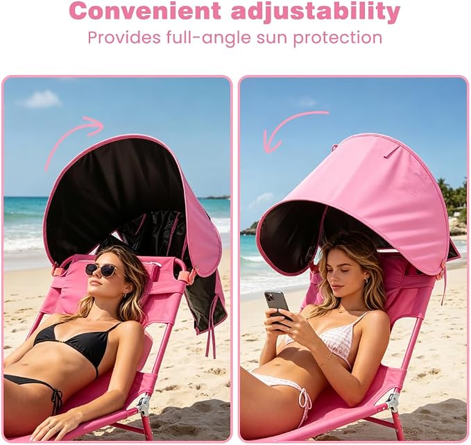 SUNNYFEEL Tanning Chair with Canopy, Face Down Lounger with Backpack Straps | 2-Pack Tanning Chair with Canopy, Face Down Lounger with Backpack Straps