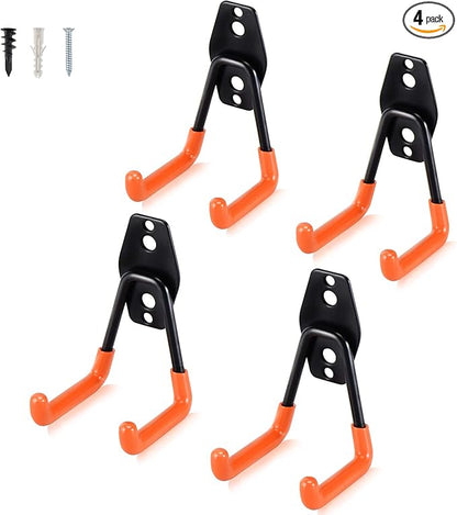 Aoben Heavy Duty Steel Garage Storage Hooks, Utility Tool Hangers and Combinable Wall Mount Hooks for Organizing Ladder, Hold Chairs, Heavy Tools (Small U, 4 Pack)