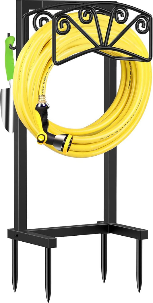 TomCare Garden Hose Holder Upgraded Heavy Duty Metal Water Hose Holder Holds 160 FT Hoses Sturdy Hose Reel Freestanding Outdoor Hoses Storage Hanger for Outside Yard Lawn
