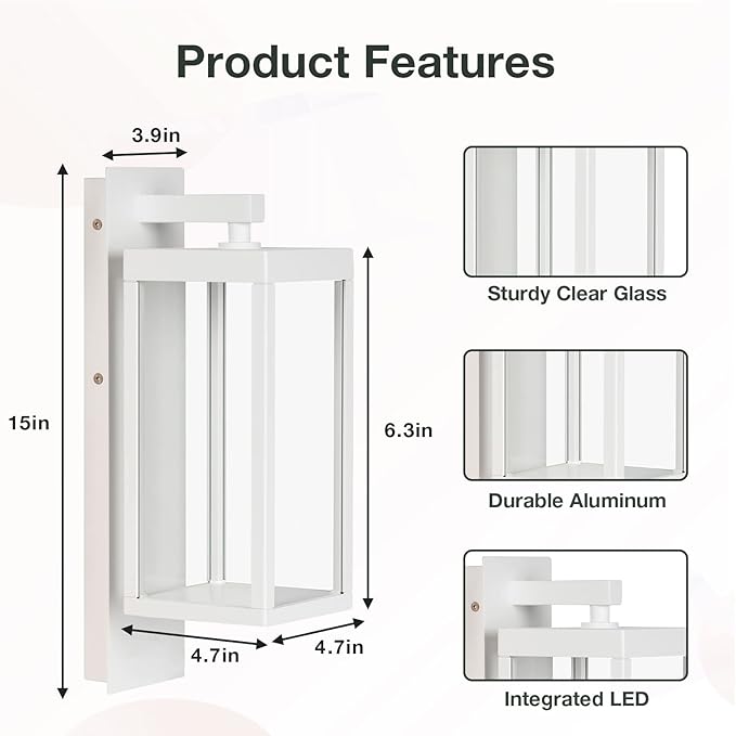 Outdoor Wall Sconce, Exterior Waterproof Wall Lanterns,Modern Black Exterior Light Fixture with Clear Glass Shade, Anti-Rust Outdoor Wall lamp for Patio Front Door Entryway Garage