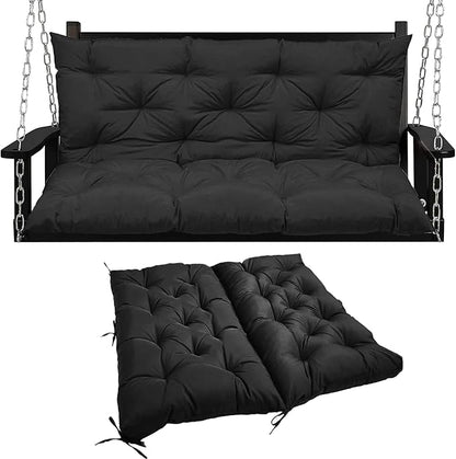 Swing Replacement Seat Cushions, 2-3 Seater Bench Cushions for Outdoor Furnitur with Backrest, Garden Recliner Seat Cushions Waterproof Sofa Pads (Black, 60x40in)