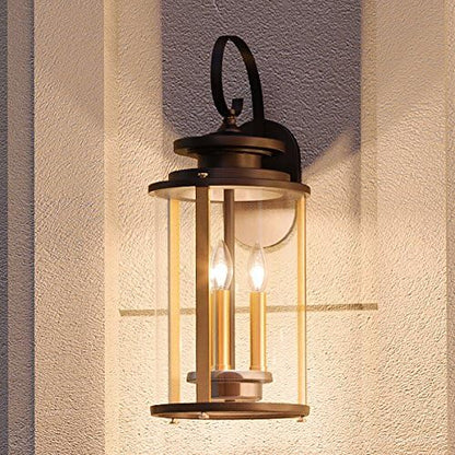 Urban Ambiance Luxury Rustic Outdoor Wall Light, Medium Size: 19.25" H x 8" W, with Colonial Style Elements, Olde Bronze Finish and Clear Shade, UHP1120 from The Plymouth Collection