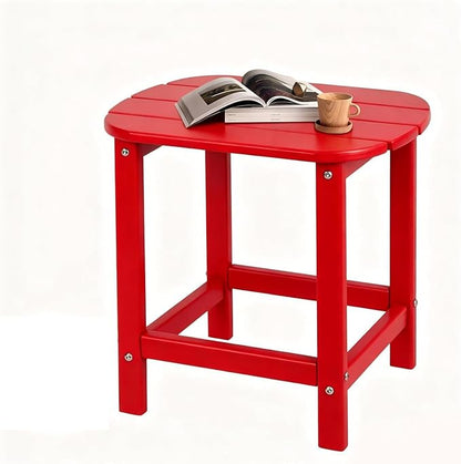 Plawdlik Adirondack Side Table, Wooden Textured,Hdpe Outdoor Weather Resistant Set for Patio, Garden, Porch, Pool, Backyard & Red