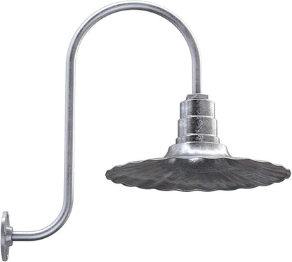 Steel Lighting Co. Highland Park Barn Light | Outdoor Wall Mounted | 16 inch Radial Wave | Upslope Gooseneck | Vintage Style Made in America | Galvanized Exterior/Galvanized Interior