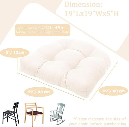MTMR Water-Repellent Outdoor Chair Cushions Set of 2, 19”X19” Patio Chair Cushions with High Elasticity PP Cotton, Thick Tufted Outdoor Patio Furniture Cushions, Seat Cushions for Outdoor Furniture