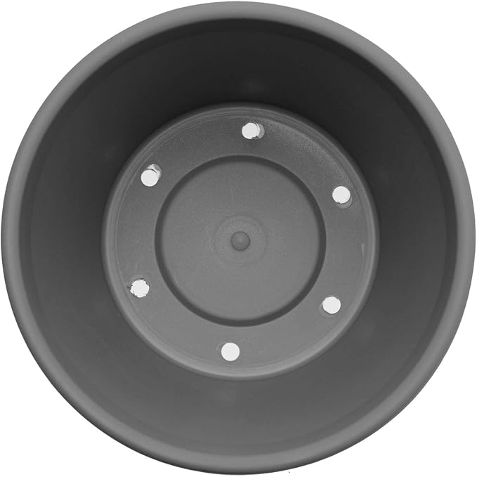 Bloem Terra Pot Round Planter: 12", Charcoal, (Saucer Not Included) Matte Finish, Durable Resin, Traditional Style Pot, For Indoor & Outdoor Use, Gardening, 3.5 Gallon Capacity, Saucer Sold Separately