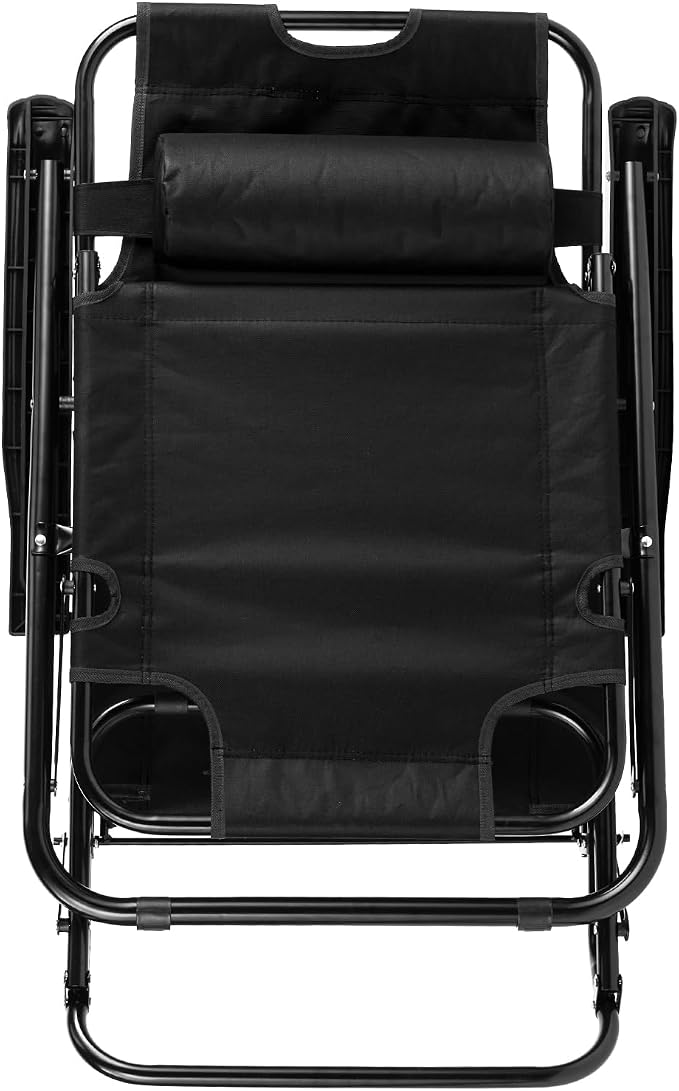 Outdoor Folding Chaise Lounge Chair, Patio Sun Lounger Reclining Beach Chair Sun Patio Pool Lawn Recliner Chair (Black)
