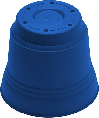 Bloem Saturn 7" Classic Blue Round Resin Planter Pot with Snap-in Saucer for Indoor and Outdoor Gardening