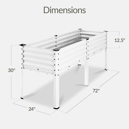 Best Choice Products 72x24x30in Non Toxic Galvanized Raised Garden Bed, Metal Elevated Planter Box, Vegetable Garden, 100% Non Toxic Materials - White