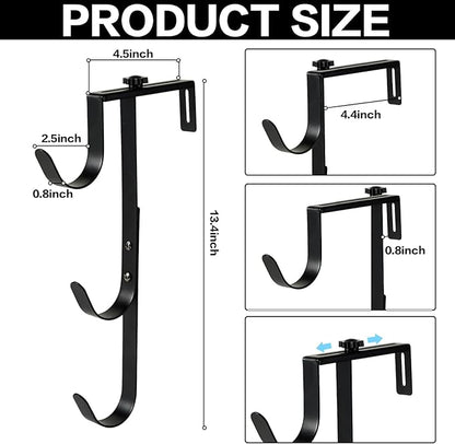 2Pcs Black Pool Pole Hangers, Adjustable Heavy Duty Swimming Pool Fence Hooks for Pool Equipment, Skimmers, Leaf Rakes, Nets, Brushes, Vacuum Hose, Garden Tool Organizer