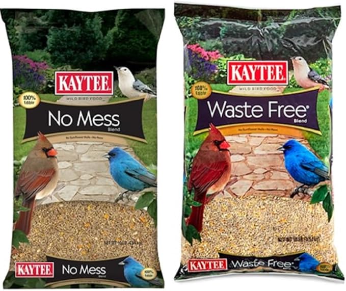 Kaytee Wild Bird (No Mess or Waste Free) Food Seed Blend for Blue Jays, Woodpeckers, Juncos, Cardinals, Grosbeaks, Sparrows, and Finches, 10 Pound, (Packaging May Vary) (Pack of 2)