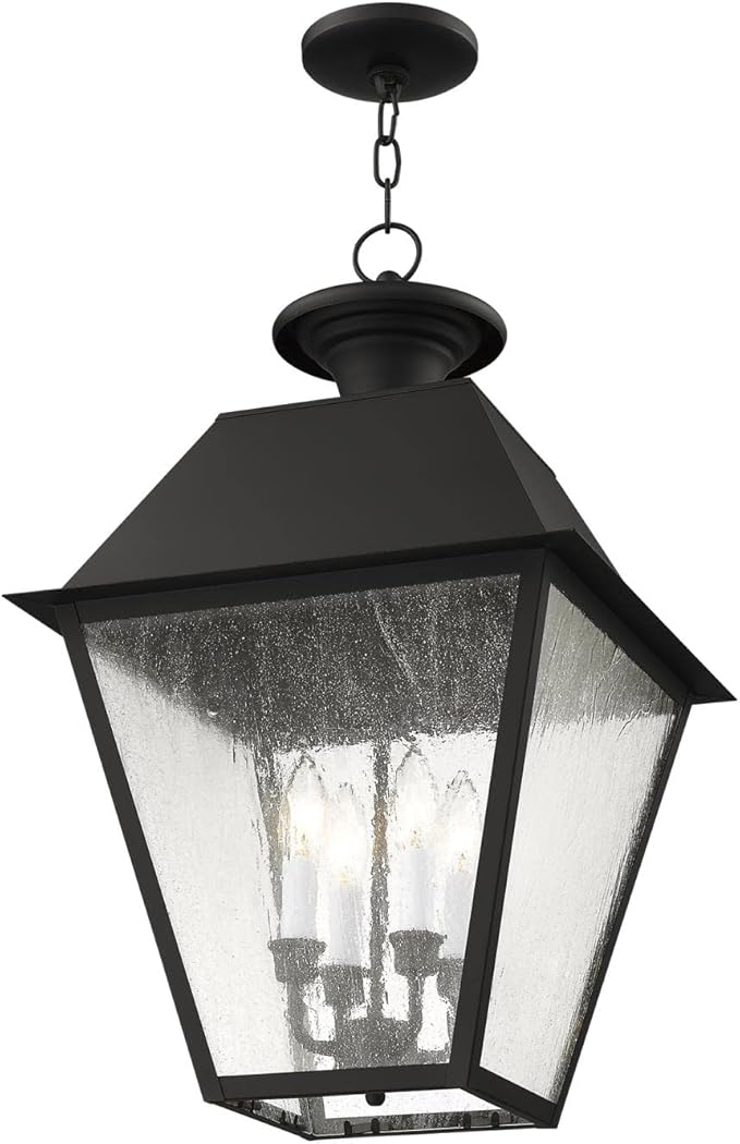 Livex Lighting 2174-04 Mansfield 4-Light Outdoor Hanging Lantern, Black