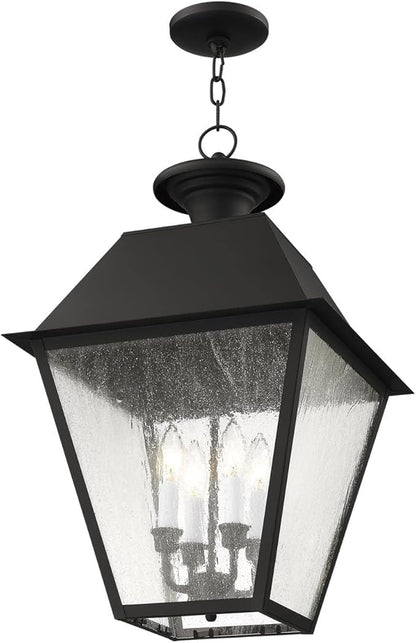 Livex Lighting 2174-04 Mansfield 4-Light Outdoor Hanging Lantern, Black