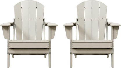 Westin Outdoors Laguna WO Home Furniture Adirondack Chair 2 PCS Set Outdoor Folding Patio Chair for Bon Fire Pit Garden Lawn Backyard Lounging Relaxing (Sand)