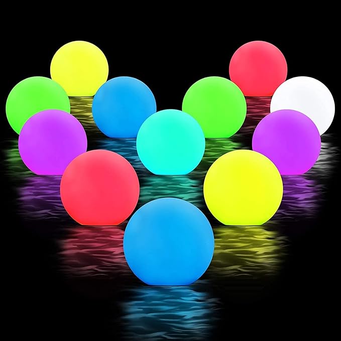 YESIE 4Packs Rechargeable Pool Lights, 3-Inch LED Orb Lamp,Fast Charging, 12hrs Working Time,Remote Control, 3 Timer, 16 Colors Ball, Inground Swimming Pools Accessories, Christmas Decoration