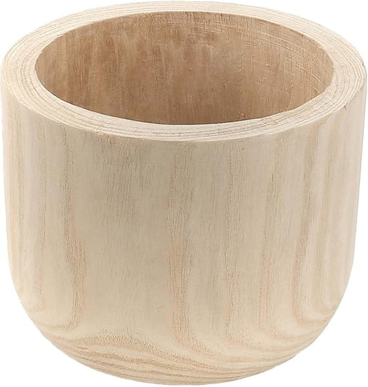 CYS EXCEL 8.25'' Natural Cylinder Planter Lightweight Natural Wood Cachepot for Indoor Plants, Succulents, Herbs, Home & Office Decor