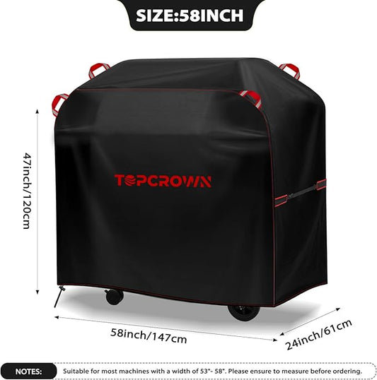 TOPCROWN Grill Cover for Outdoor Grill, BBQ Gas Grill Waterproof Anti-UV Oxford Fabric Windproof Design with Adjustable Straps, Fits Weber/Char-Broil/Nexgrill and More (420D Black+Red, 53" - 58")