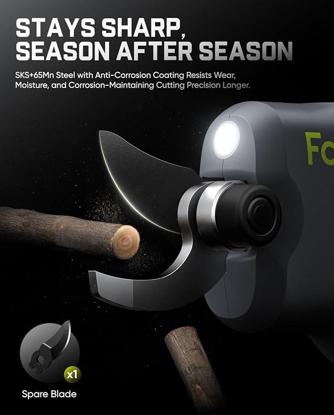 Fanttik Y10 Pro Cordless Electric Pruning Shears with Brushless Motor, LED Display, 4-Level Safety System, USB-C Fast Charging, SK5 Steel Blade for Branch Trimming