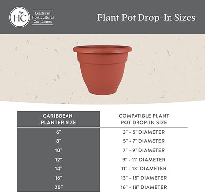 The HC Companies Caribbean Planter Pot - Outdoor & Indoor Plant Pot with Drainage Hole & Plug - Rolled Rim Plastic Pots for Plants & Flowers - Decorative Plant Pot (12" Pink Rose, Pack of 1)