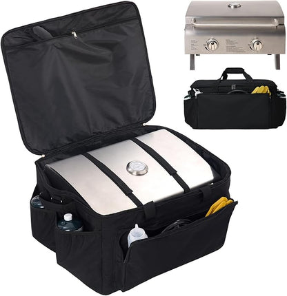 NOELIFE Grill Carry Bag for Cuisinart CGG-306 Chef's Style Tabletop Grill, Padded Portable Case with Pockets for Small Propane Cylinders & Outdoor Griddle Accessories, Water-Resistant (Bag Only)