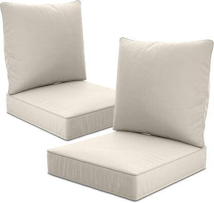 22" x 22" x 6" Outdoor Deep Seat Cushions Set - 2 Set Waterproof & Fade Resistant Patio Furniture Replacement Cushions, Non-Slip Outdoor Cushions Fit Loveseats, Couches, Chairs, and Sofas.