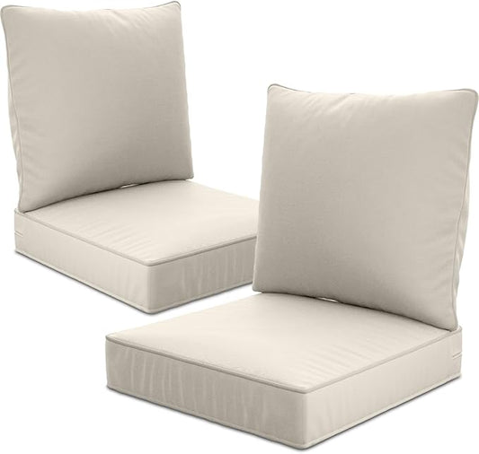 22" x 22" x 6" Outdoor Deep Seat Cushions Set - 2 Set Waterproof & Fade Resistant Patio Furniture Replacement Cushions, Non-Slip Outdoor Cushions Fit Loveseats, Couches, Chairs, and Sofas.