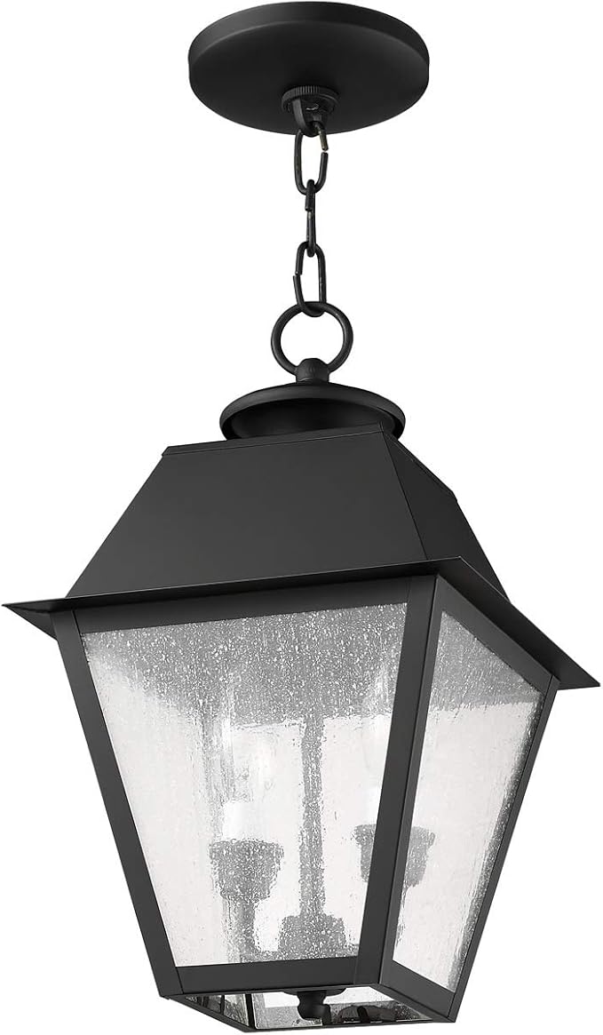 Livex Lighting 2167-04 Mansfield 2-Light Outdoor Hanging Lantern, Black
